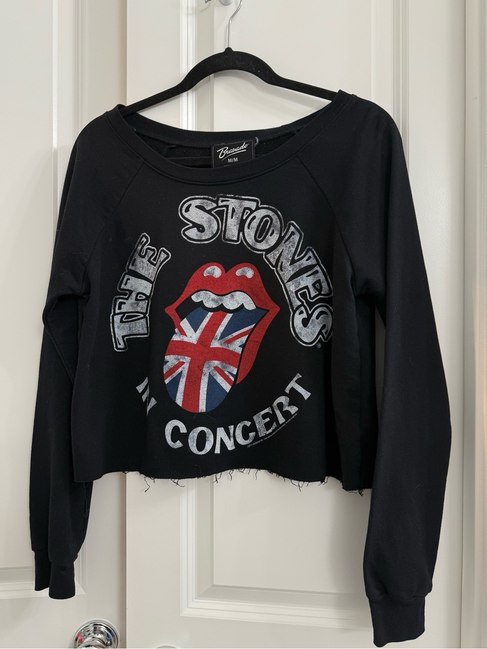 Bravado Black Cropped Rolling Stones Graphic Sweatshirt